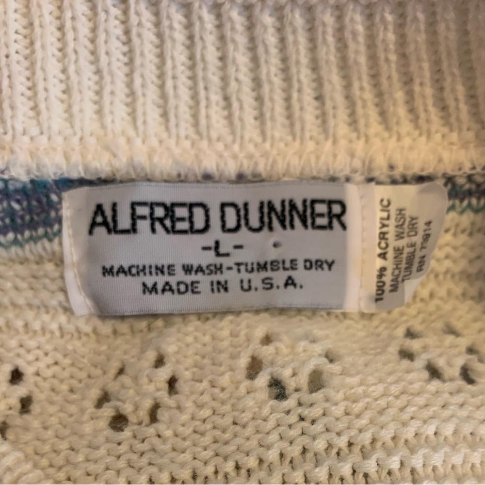 Alfred Dunner Cream Patterned Short Sleeved Sweater - Picture 2 of 4